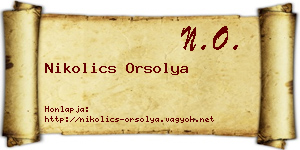Nikolics Orsolya névjegykártya